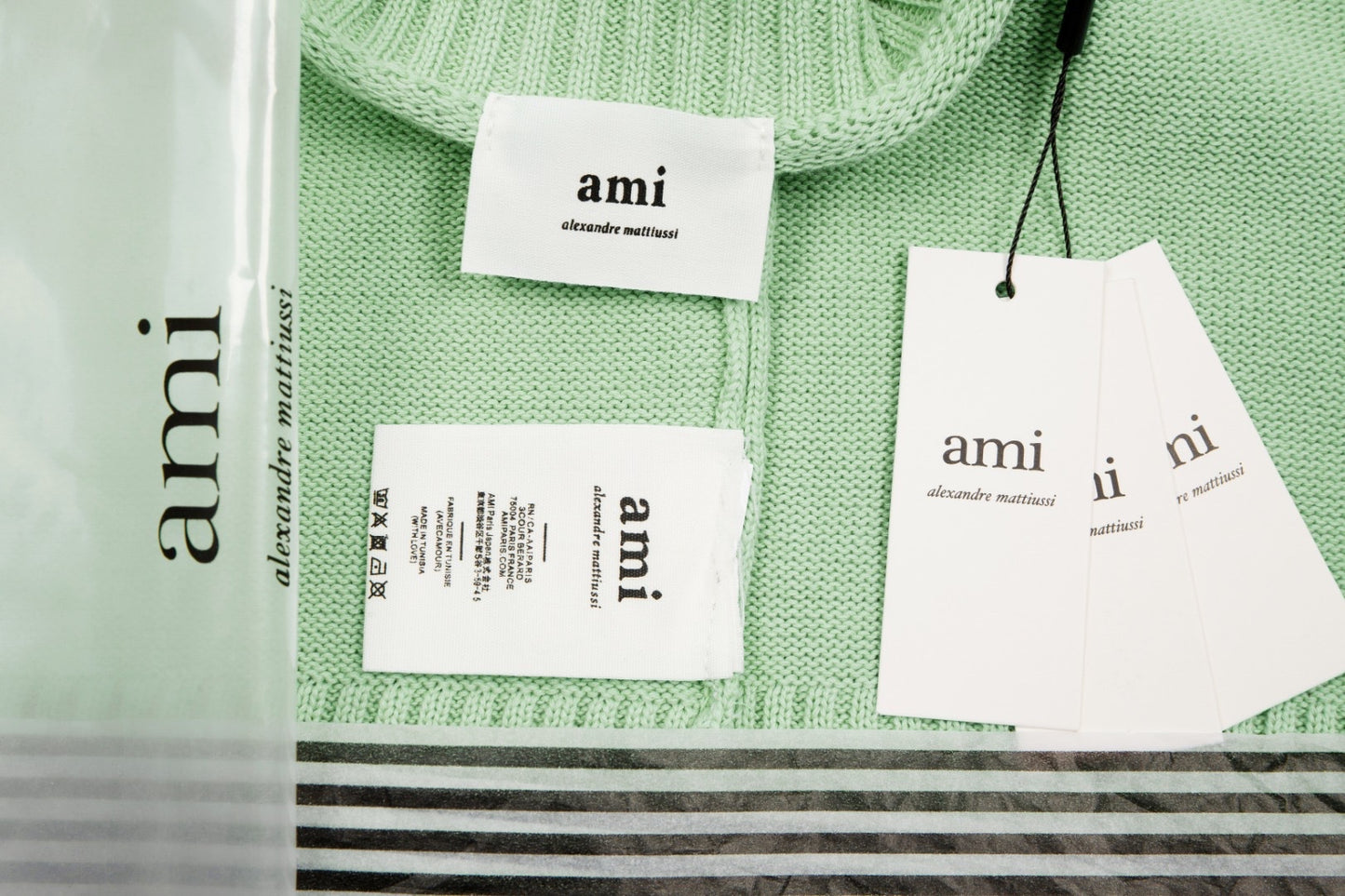 Pull en laine logo blanc Ami Paris