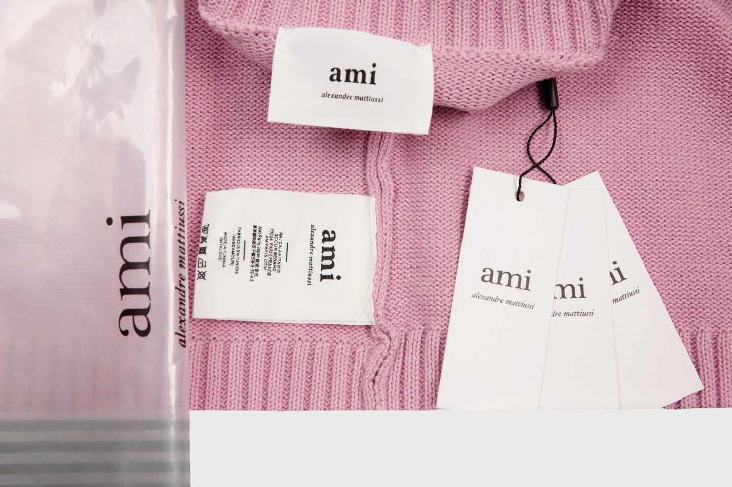 Pull en laine logo blanc Ami Paris