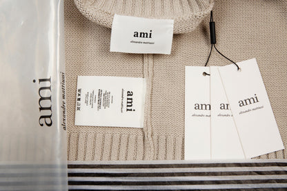 Pull en laine logo blanc Ami Paris