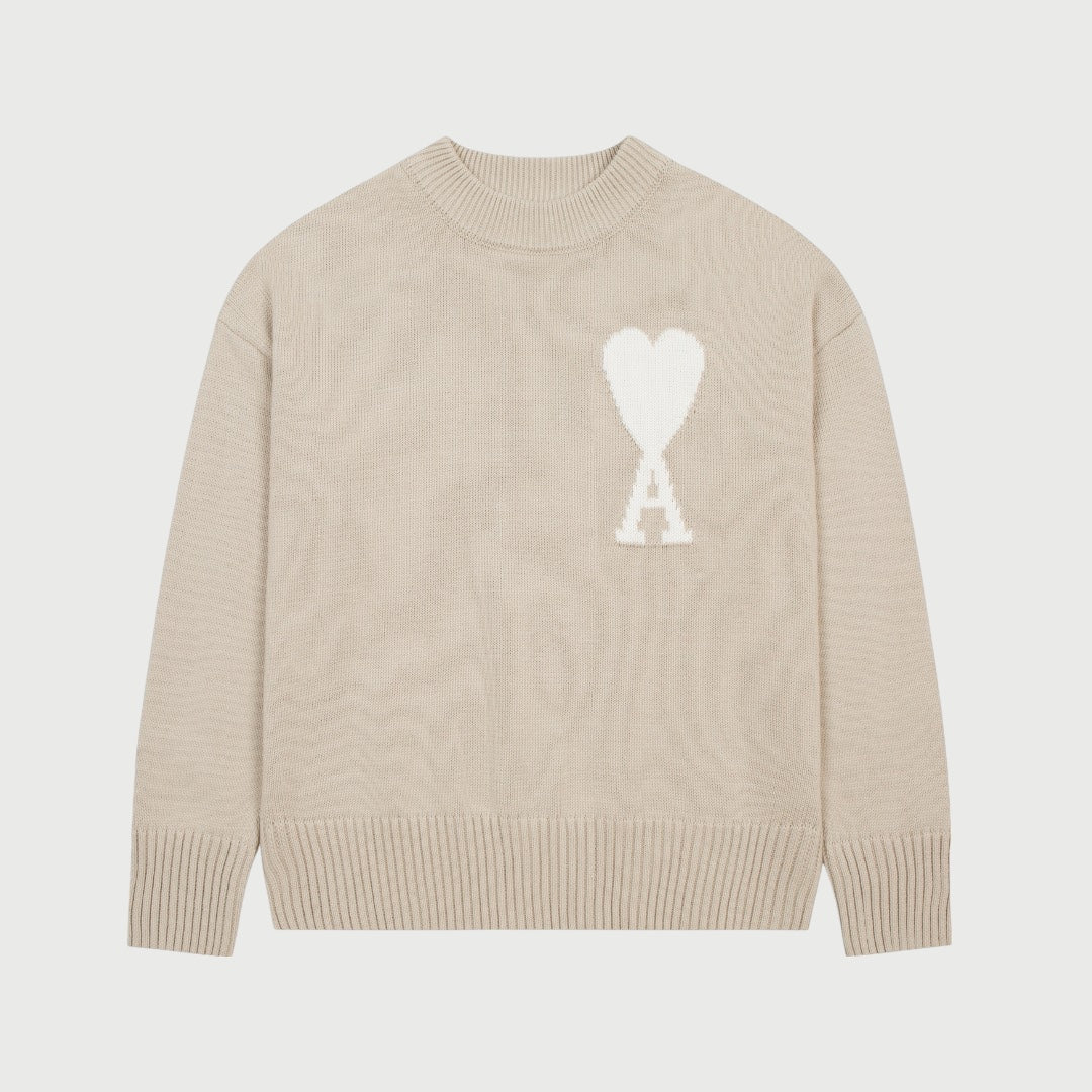 Pull en laine logo blanc Ami Paris