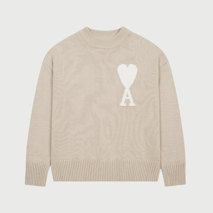 Pull en laine logo blanc Ami Paris