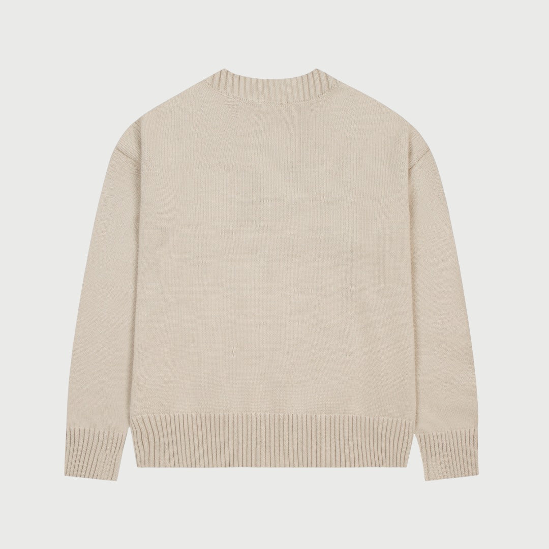 Pull en laine logo blanc Ami Paris