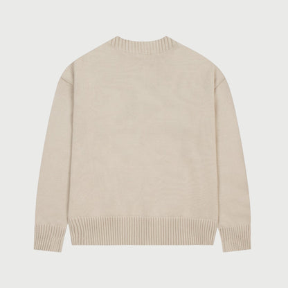 Pull en laine logo blanc Ami Paris