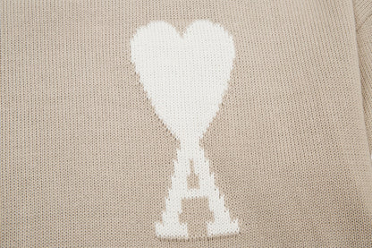 Pull en laine logo blanc Ami Paris