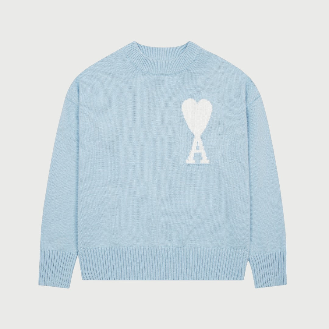 Pull en laine logo blanc Ami Paris