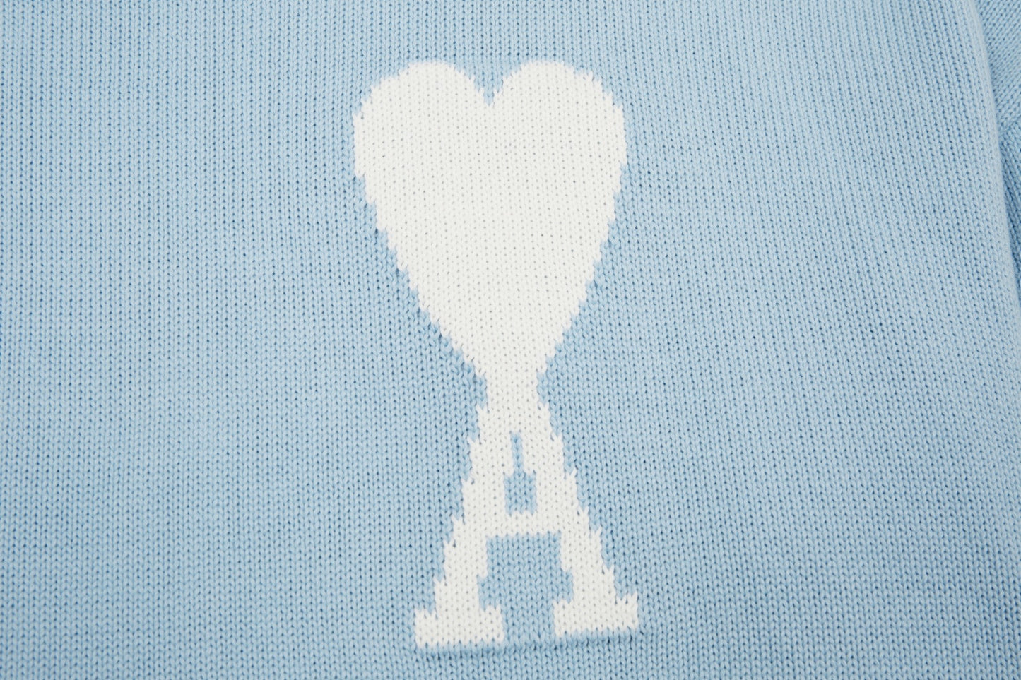 Pull en laine logo blanc Ami Paris