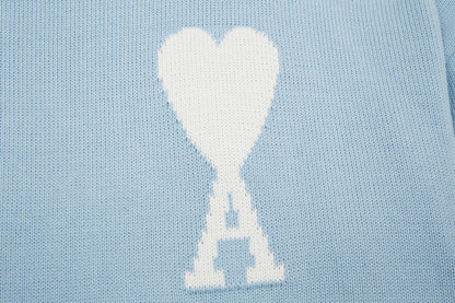 Pull en laine logo blanc Ami Paris