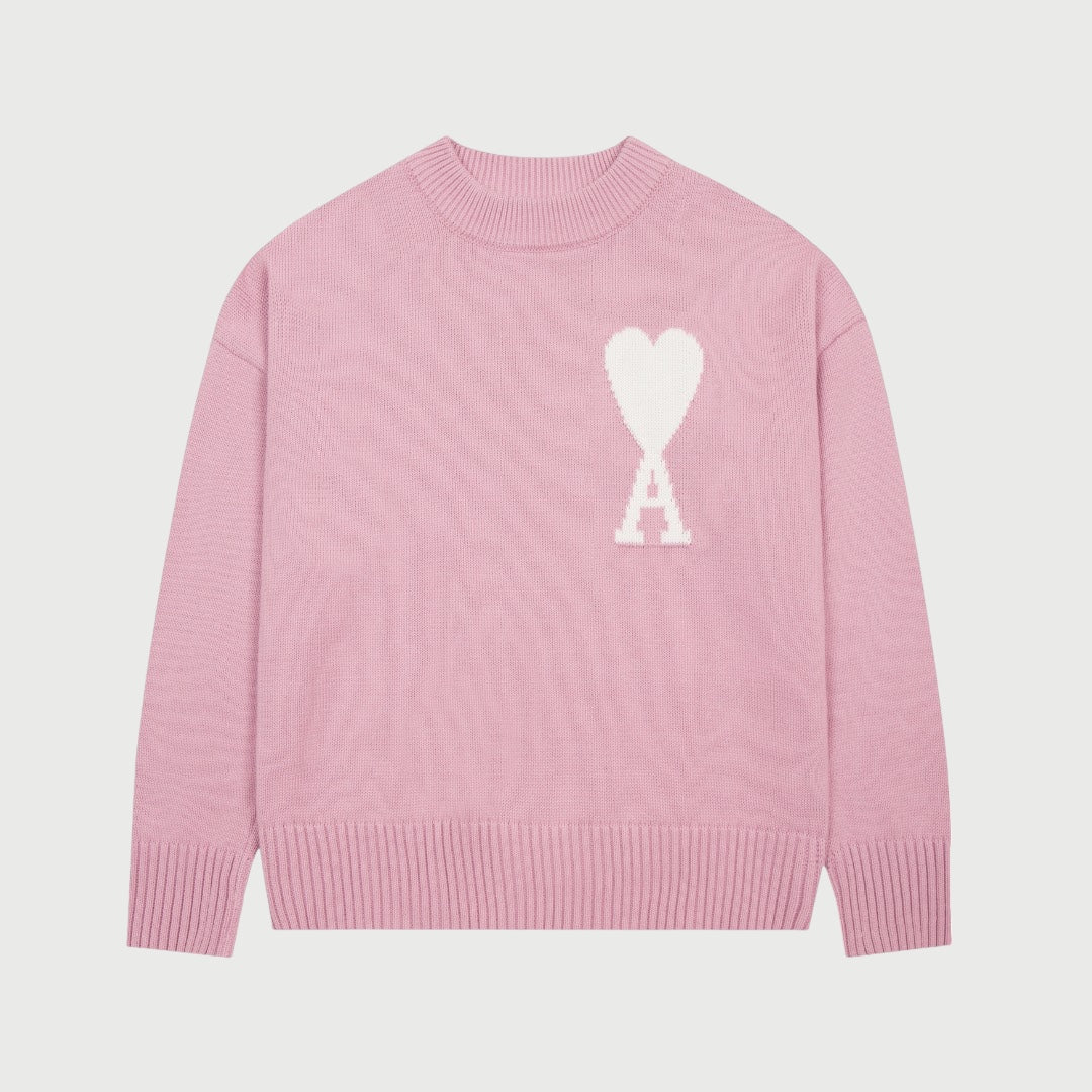 Pull en laine logo blanc Ami Paris