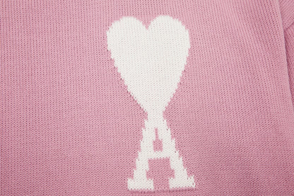 Pull en laine logo blanc Ami Paris
