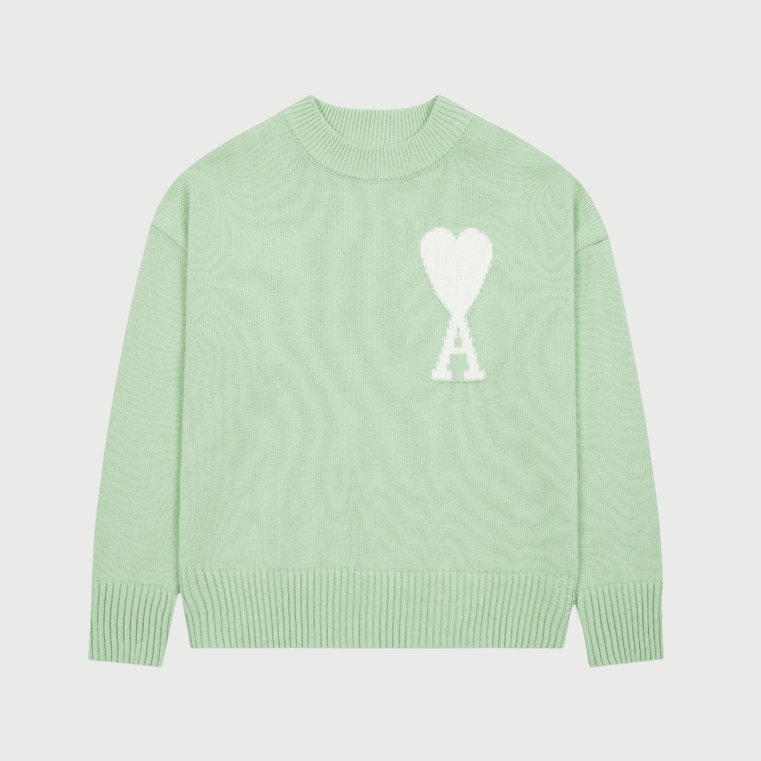 Pull en laine logo blanc Ami Paris