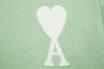 Pull en laine logo blanc Ami Paris