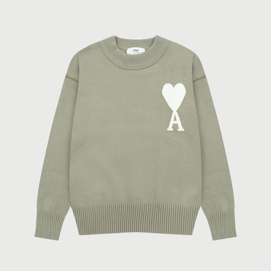 Pull en laine logo blanc Ami Paris
