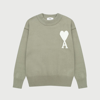 Pull en laine logo blanc Ami Paris