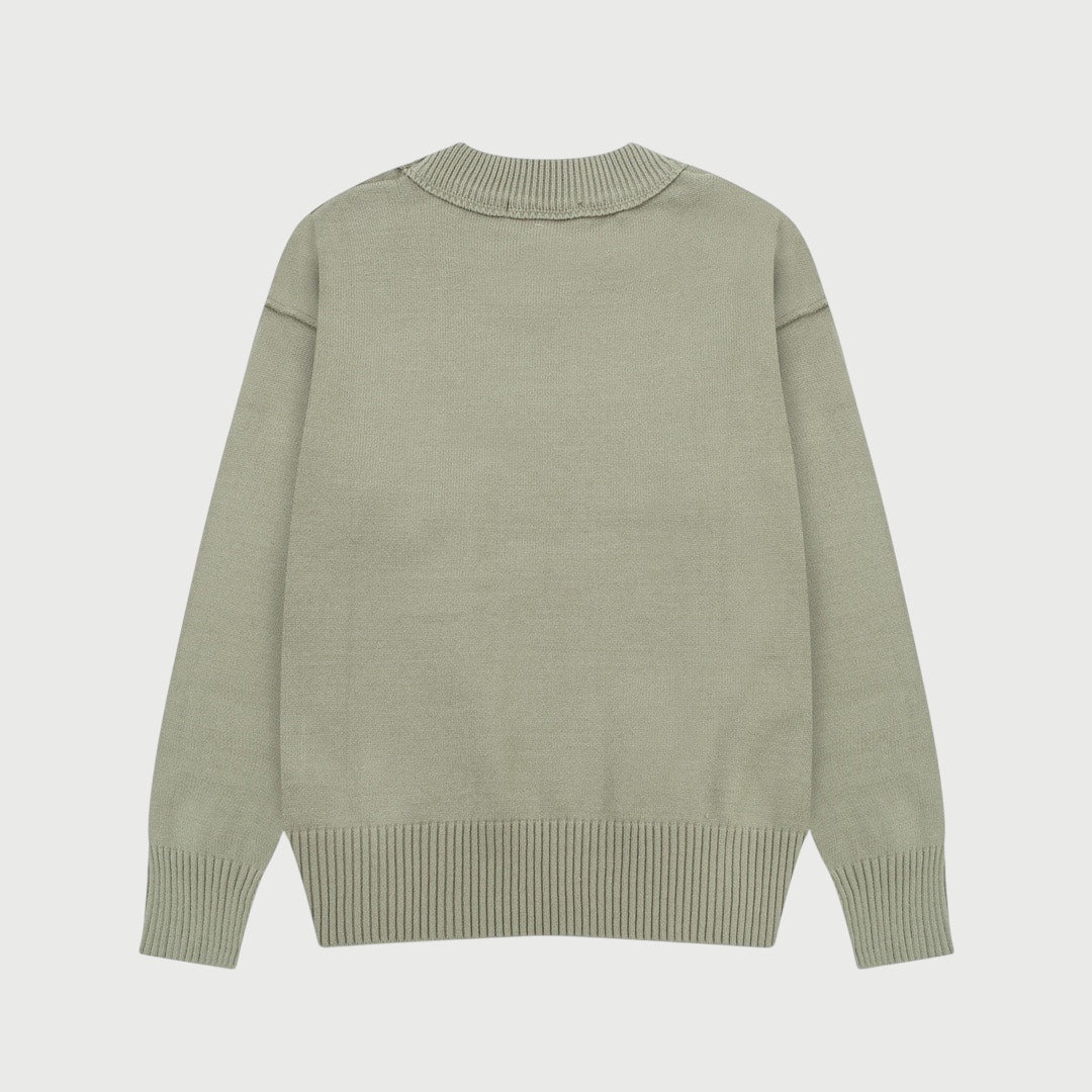 Pull en laine logo blanc Ami Paris