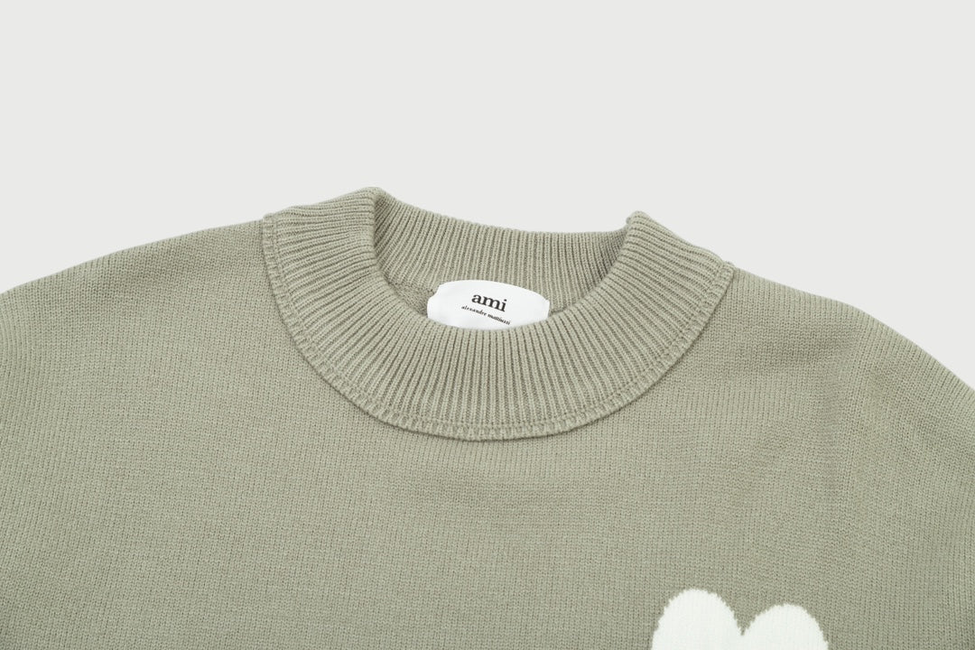 Pull en laine logo blanc Ami Paris
