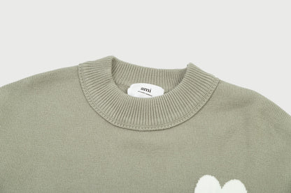 Pull en laine logo blanc Ami Paris