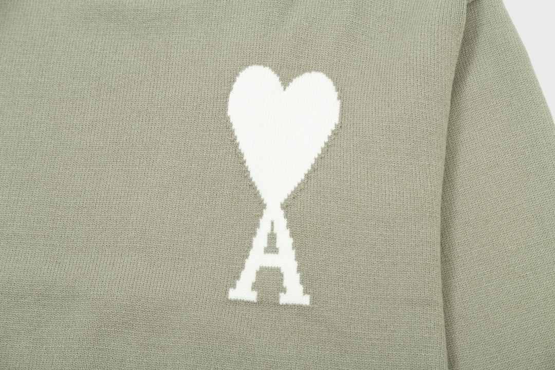Pull en laine logo blanc Ami Paris
