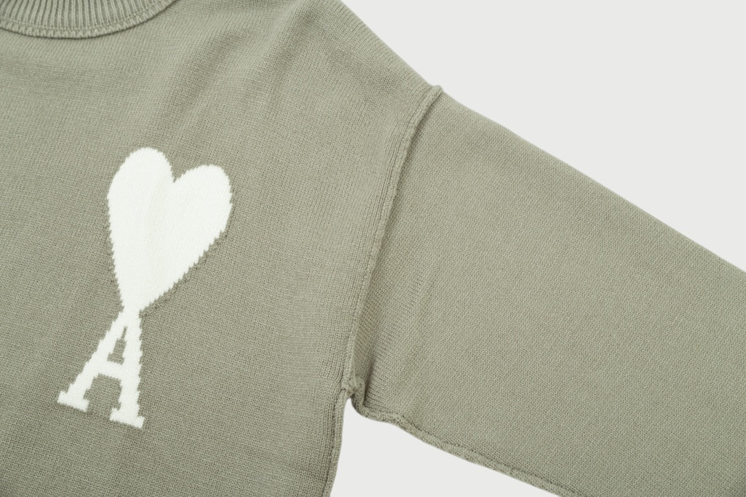 Pull en laine logo blanc Ami Paris